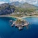 An aerial view of the island of Isola Bella near Sicily, Italy